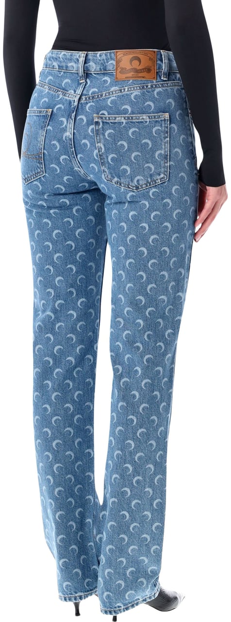 Marine Serre Straight Denim Moon Blu Blauw