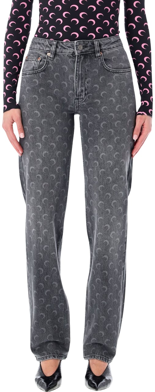 Marine Serre Marine Serre Moon Laser Grey Wash straight denim jeans Grijs