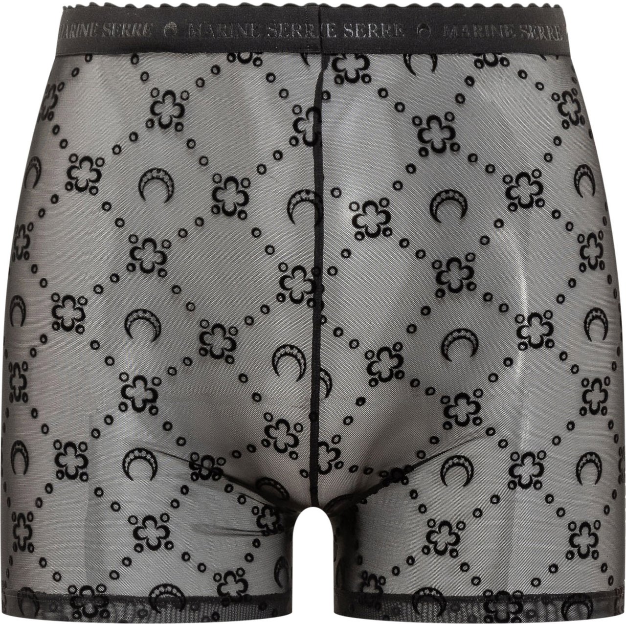 Marine Serre Marine Serre Shorts in Tulle con Ricami Logo Zwart