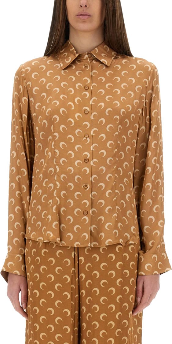 Marine Serre "Moon" Satin Shirt Neutraal