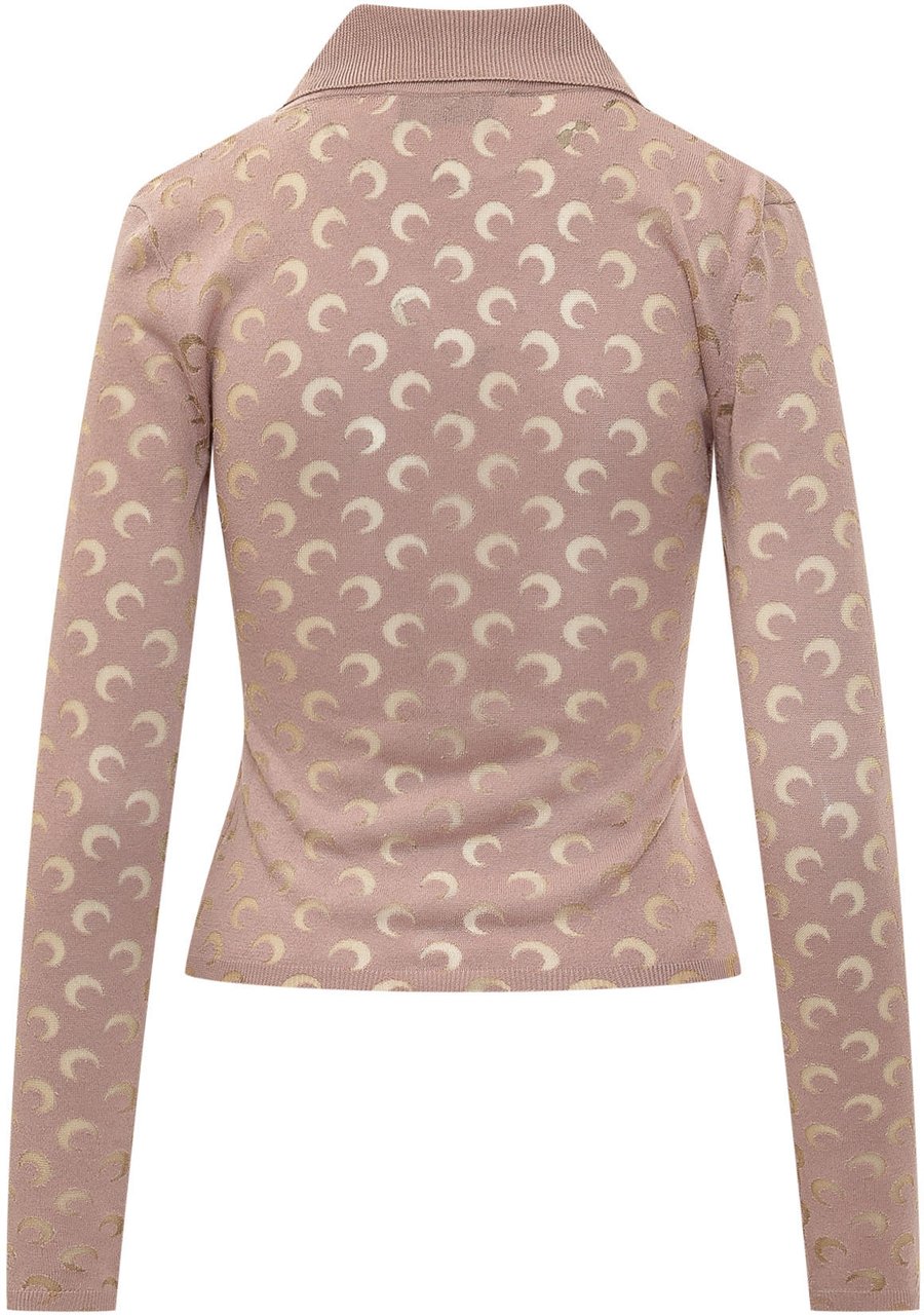 Marine Serre Moon Cardigan con Colletto Roze