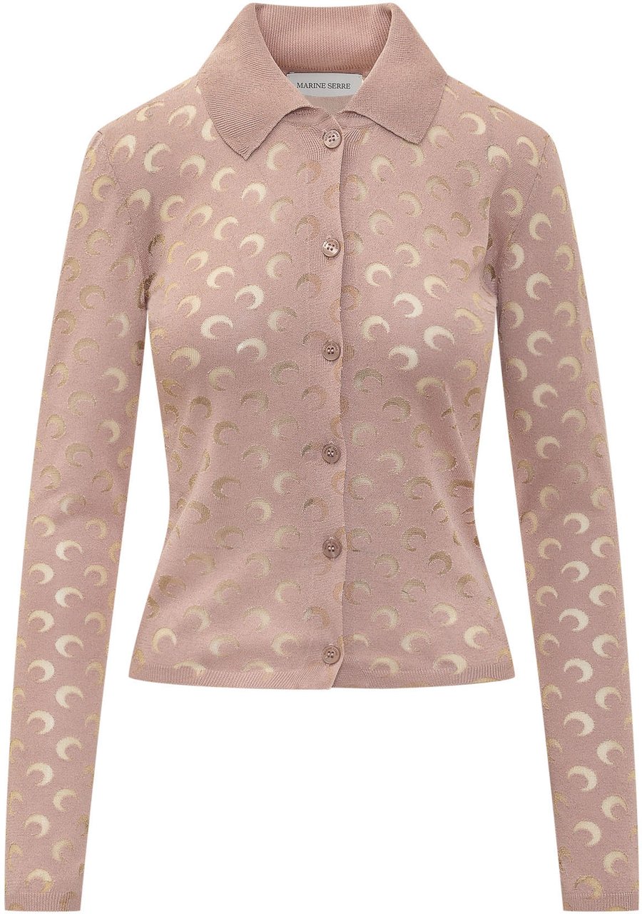 Marine Serre Moon Cardigan con Colletto Roze