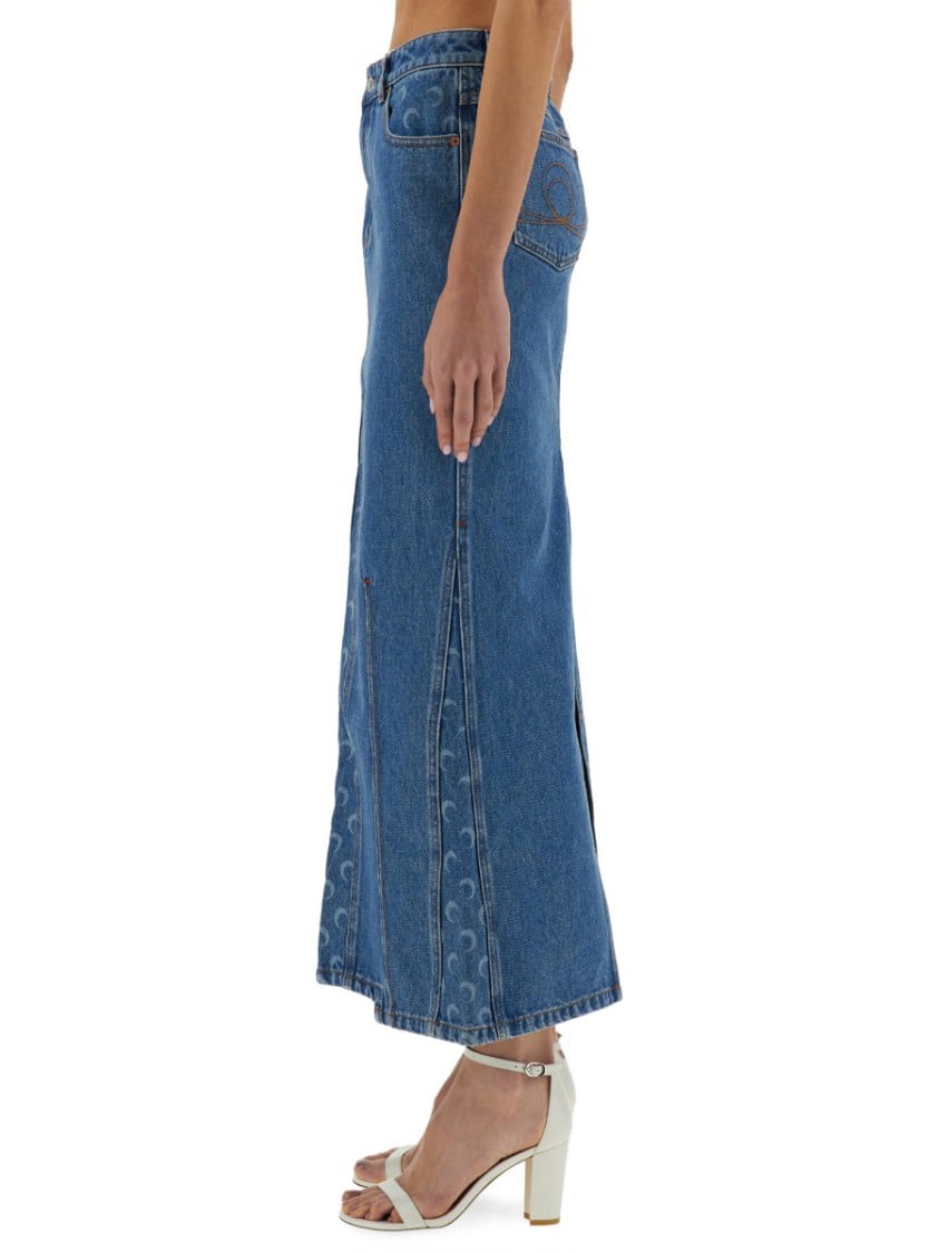 Marine Serre "Moon Laser" Long Skirt Blauw