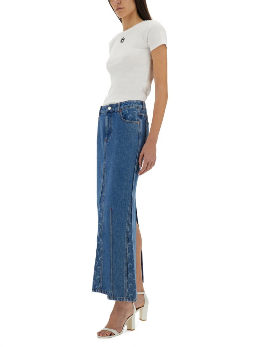 Marine Serre "Moon Laser" Long Skirt Blauw