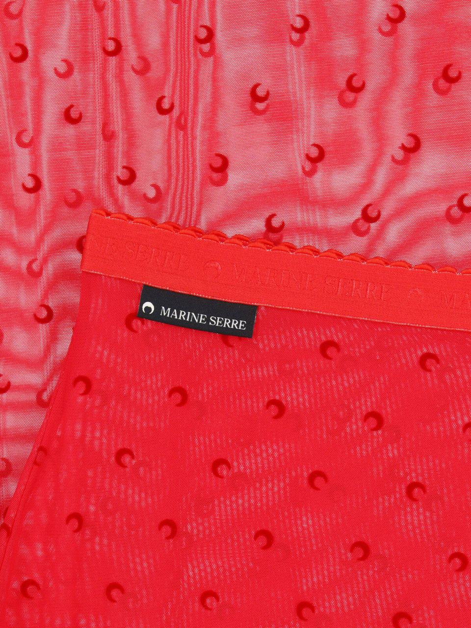 Marine Serre Red Moonogram Sheer Mesh Midi Skirt Rood