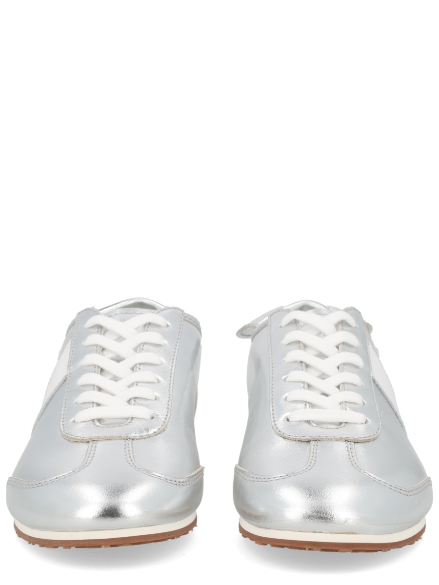 Marine Serre Silver Astra Metallic Leather Sneakers Wit