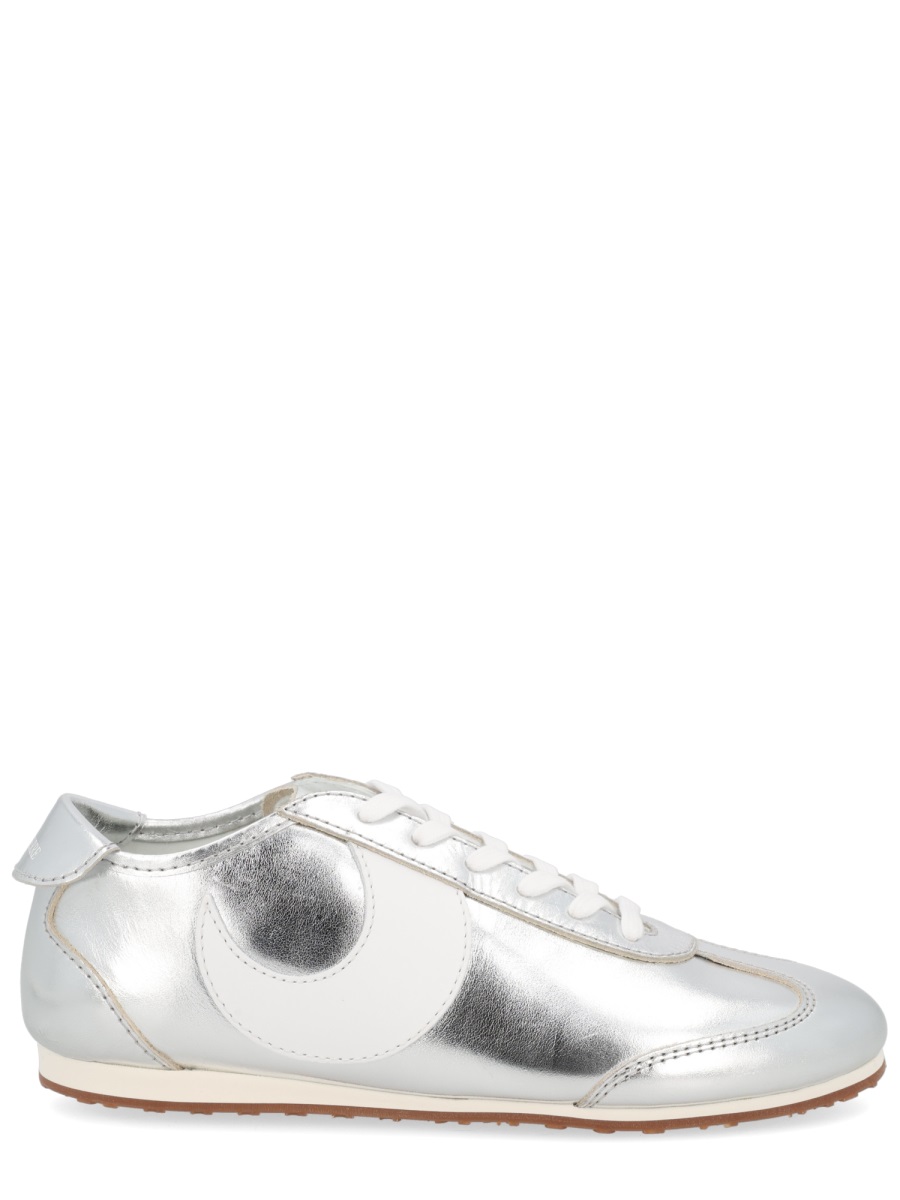 Marine Serre Silver Astra Metallic Leather Sneakers Wit
