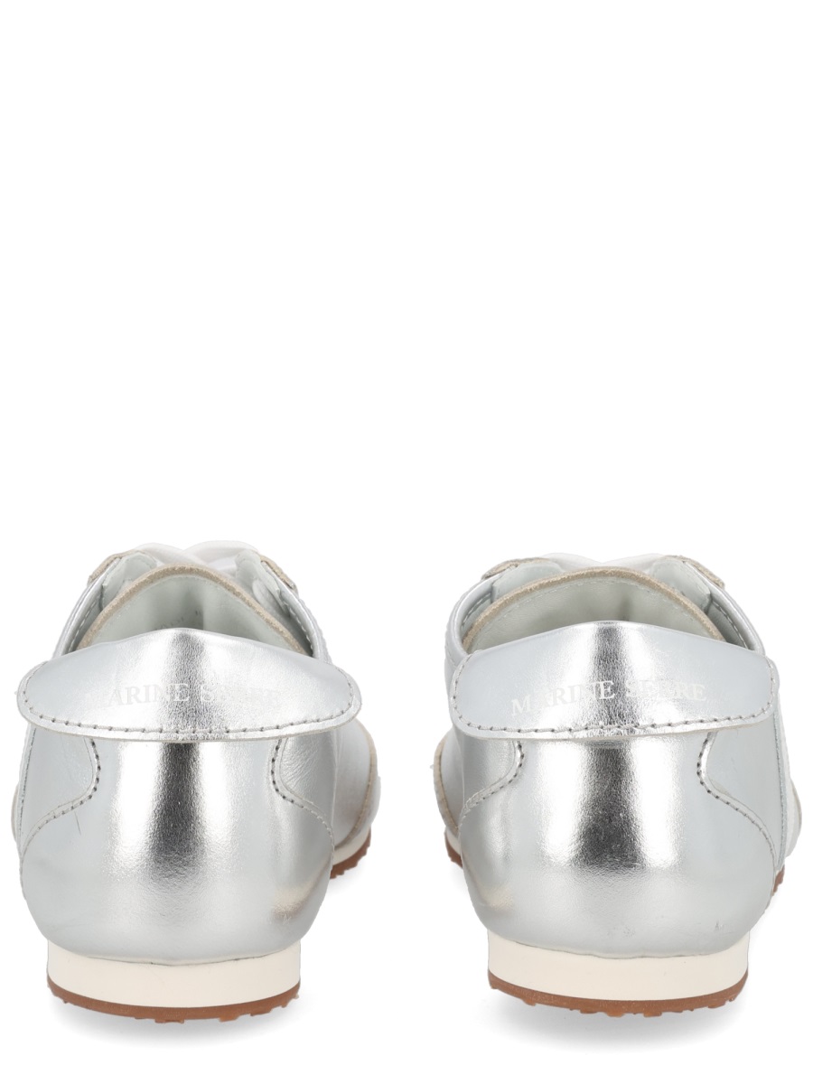 Marine Serre Silver Astra Metallic Leather Sneakers Wit