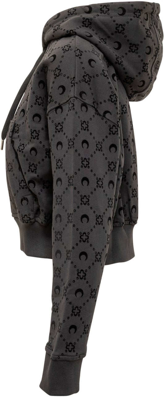 Marine Serre Felpa Marine Serre Logo Zipped Hoodie Zwart