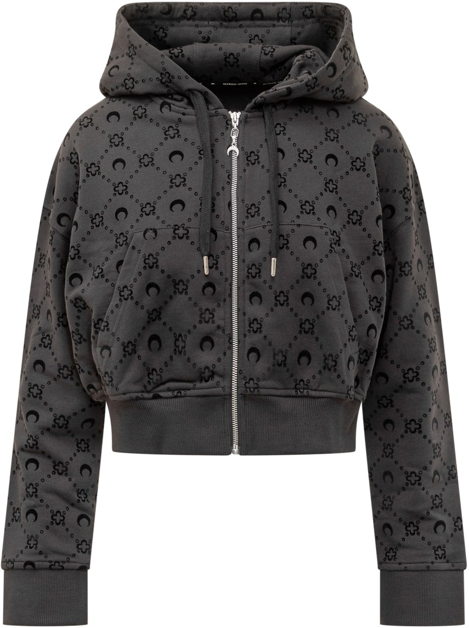 Marine Serre Felpa Marine Serre Logo Zipped Hoodie Zwart