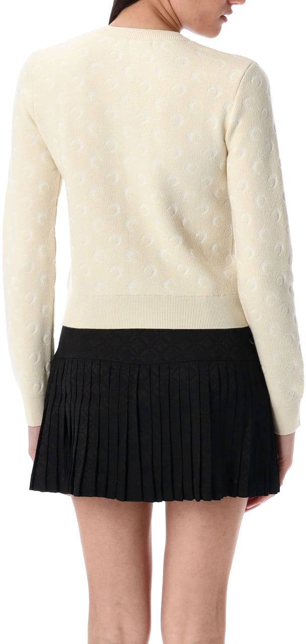 Marine Serre Moon jacquard knit fitted cardigan Wit