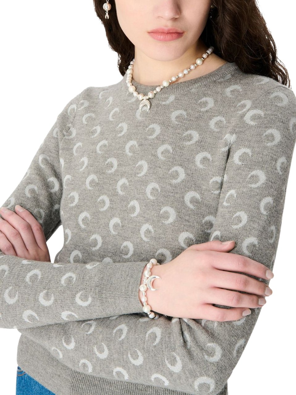 Marine Serre Sweaters Light Grey Grijs