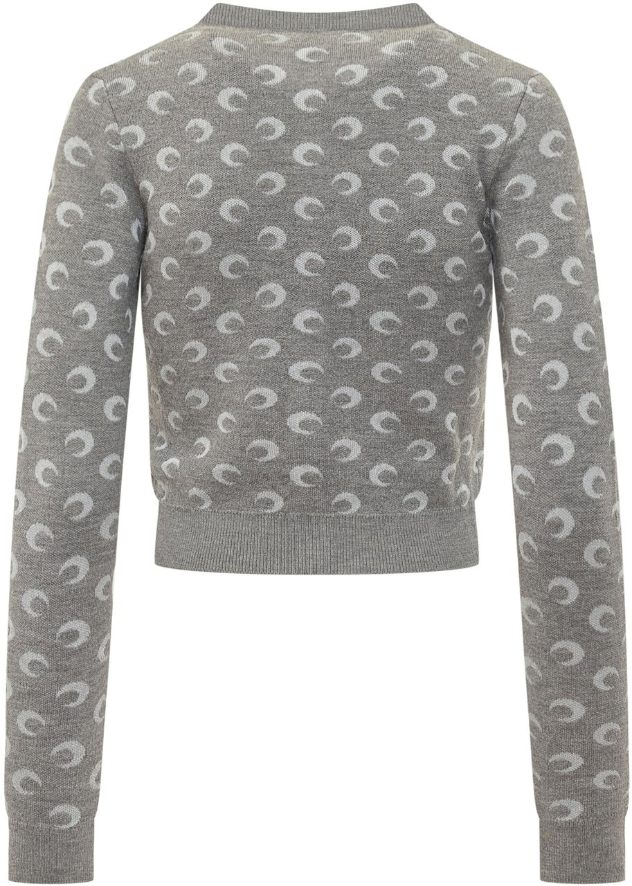 Marine Serre Marine Serre Cardigan Grigio con Motivo a Mezzaluna Grijs