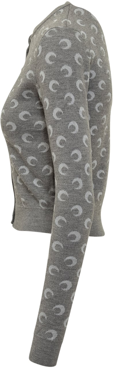 Marine Serre Marine Serre Cardigan Grigio con Motivo a Mezzaluna Grijs