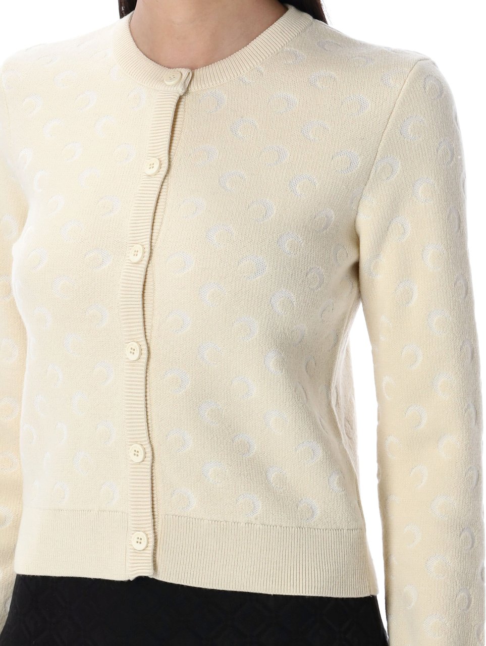 Marine Serre Moon Jacquard Cardigan Beige Beige
