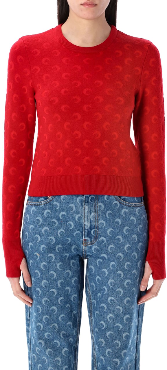 Marine Serre Moon Jacquard Knit Rosso Rood