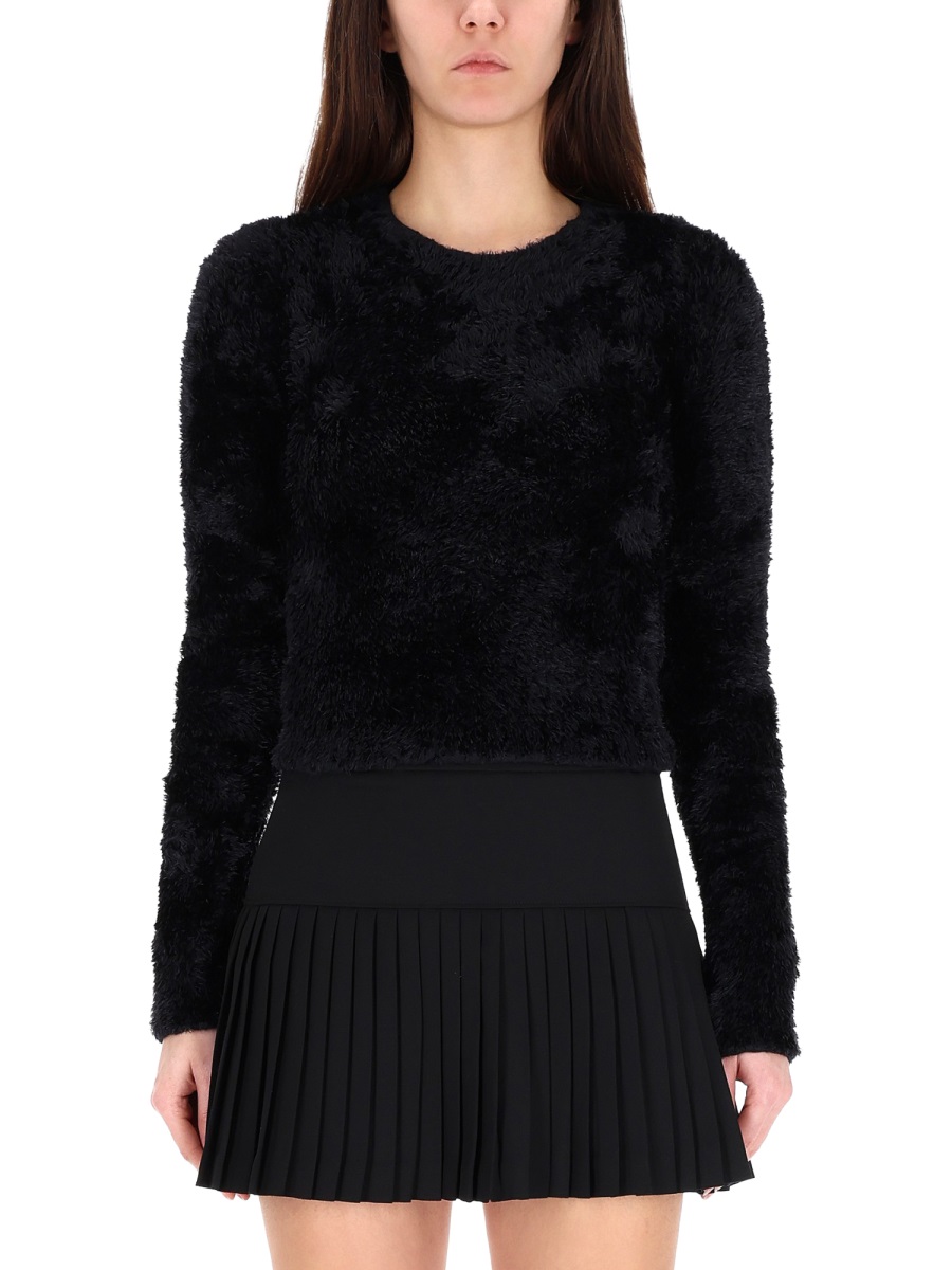 Marine Serre Black Wild Fluffy Polyamide T-Shirt Zwart