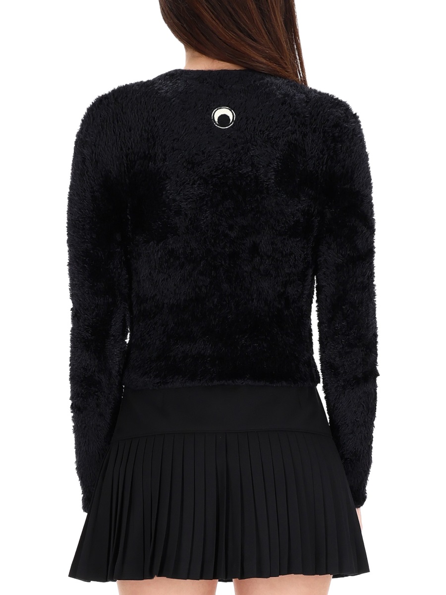 Marine Serre Black Wild Fluffy Polyamide T-Shirt Zwart