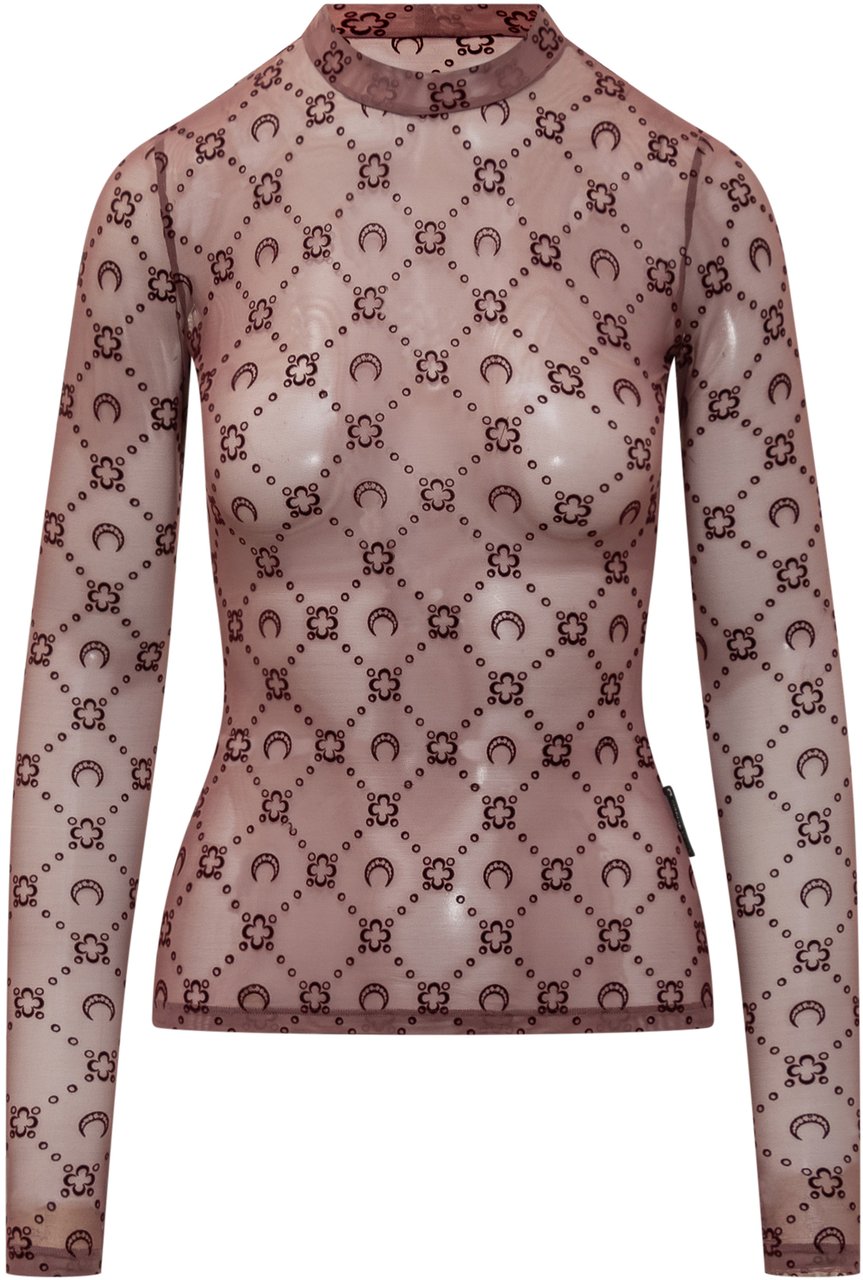 Marine Serre Top Marine Serre Tulle Monogram Rood
