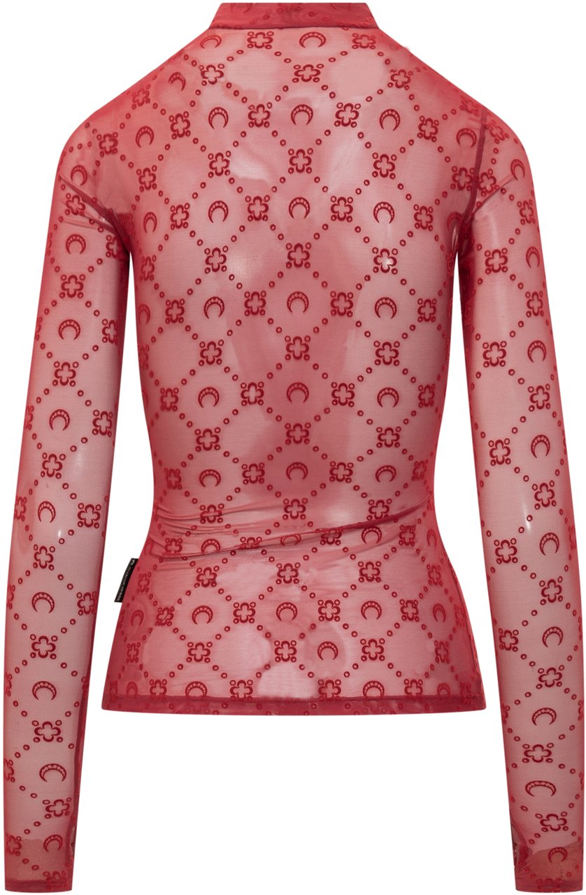 Marine Serre Top Marine Serre Tulle Monogram Rood