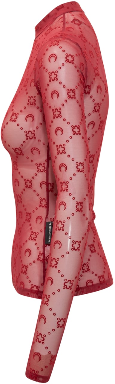 Marine Serre Top Marine Serre Tulle Monogram Rood
