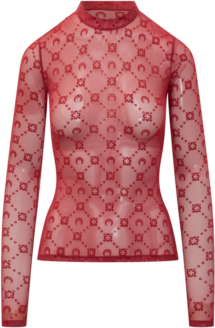 Marine Serre Top Marine Serre Tulle Monogram Rood