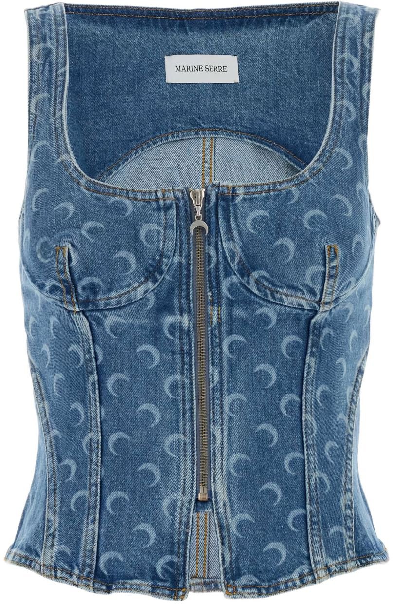 Marine Serre Top Clear Blue Blauw