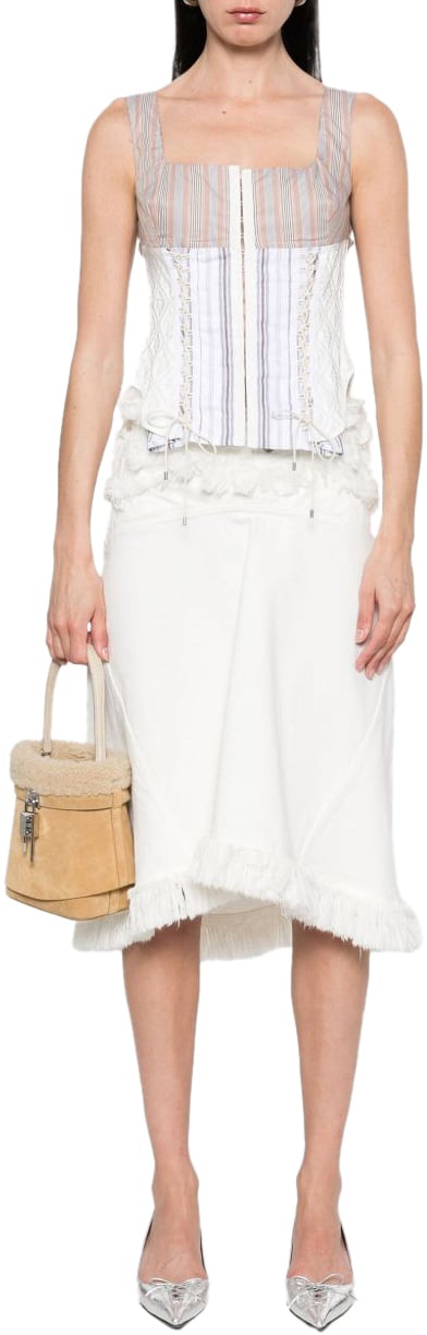Marine Serre Top Beige Wit