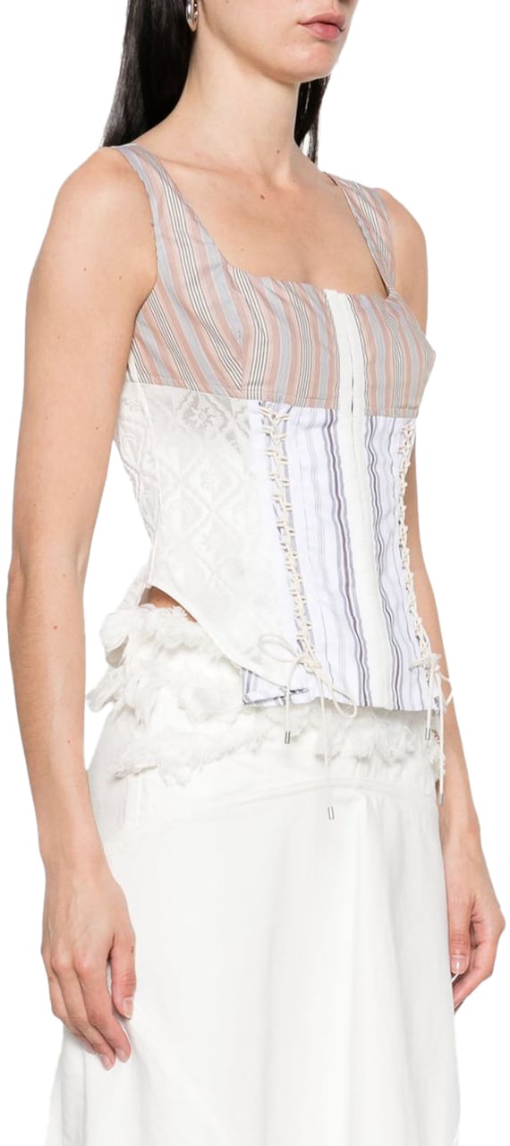 Marine Serre Top Beige Wit