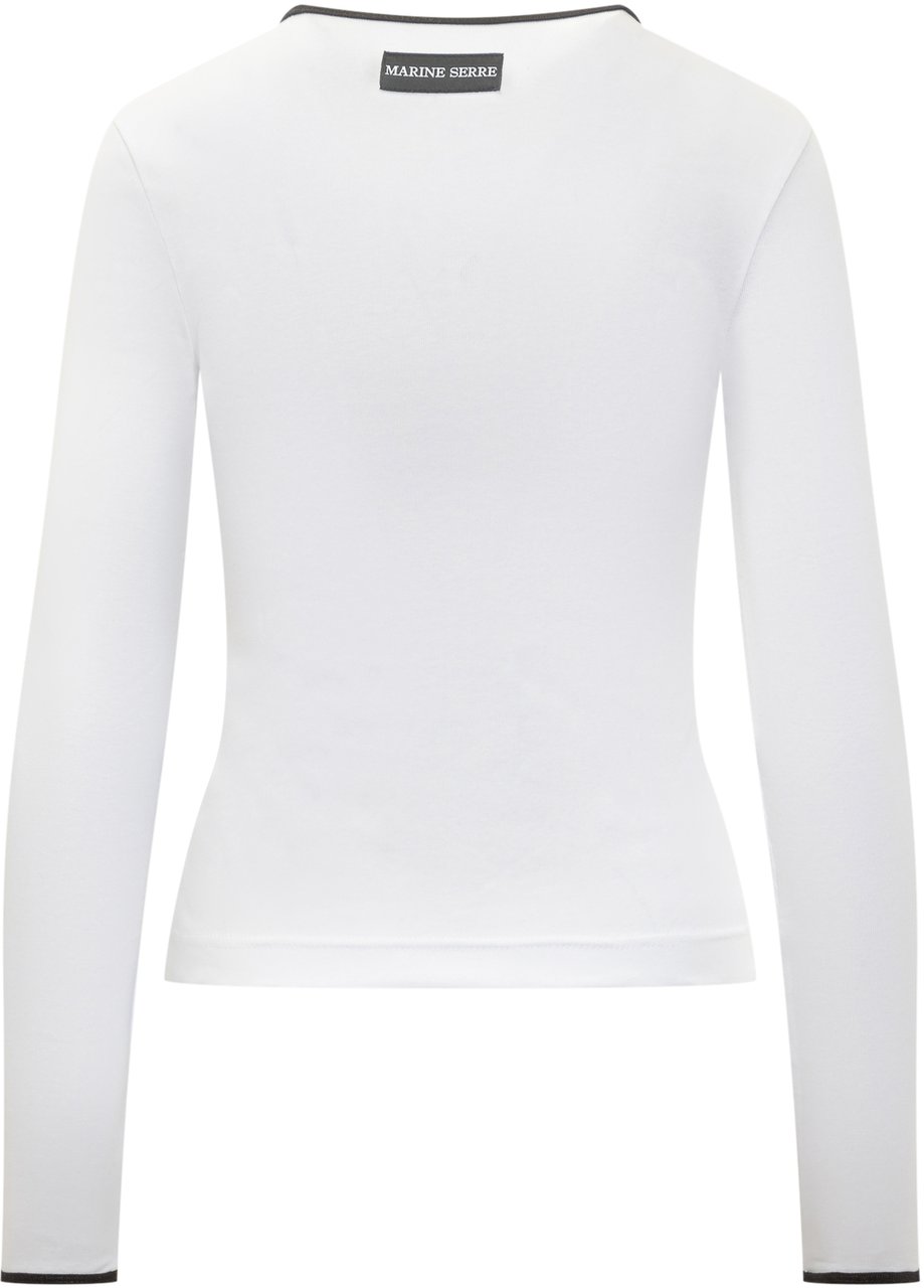 Marine Serre Marine Serre Top in Cotone con Logo Ricamato Wit
