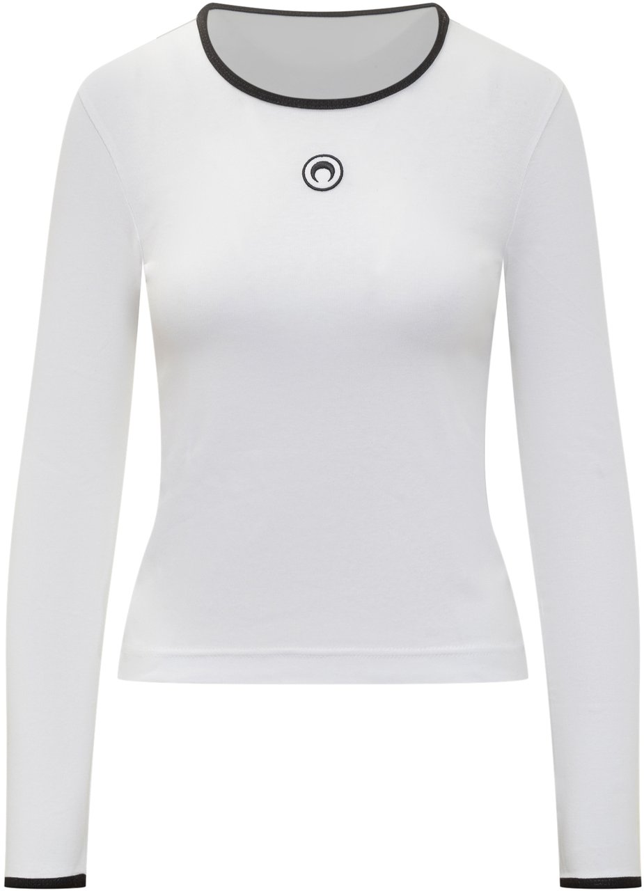 Marine Serre Marine Serre Top in Cotone con Logo Ricamato Wit