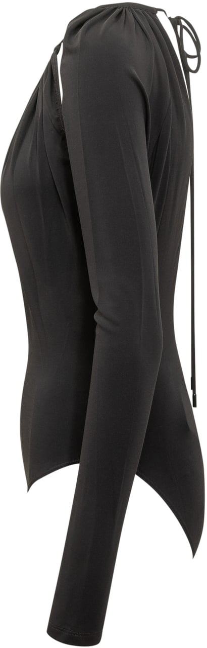 Marine Serre Marine Serre Body Nero con Cut Out e Dettaglio Gioiello Zwart
