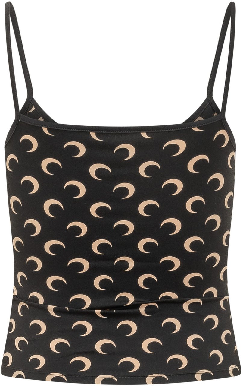 Marine Serre Top con Stampa Moon All-Over Zwart