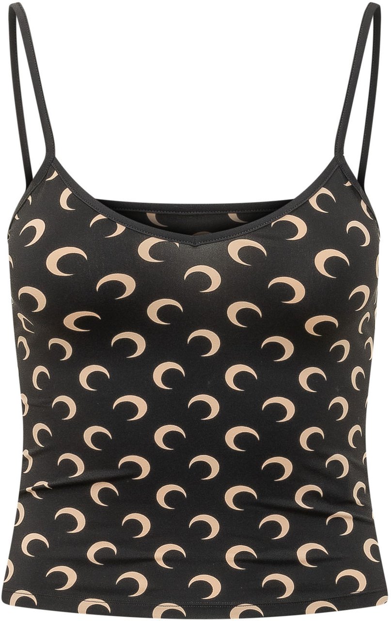 Marine Serre Top con Stampa Moon All-Over Zwart