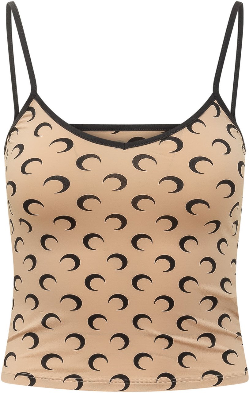 Marine Serre Top con Stampa Moon All-Over Beige
