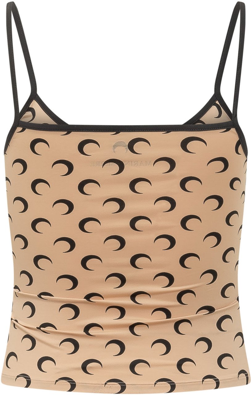 Marine Serre Top con Stampa Moon All-Over Beige