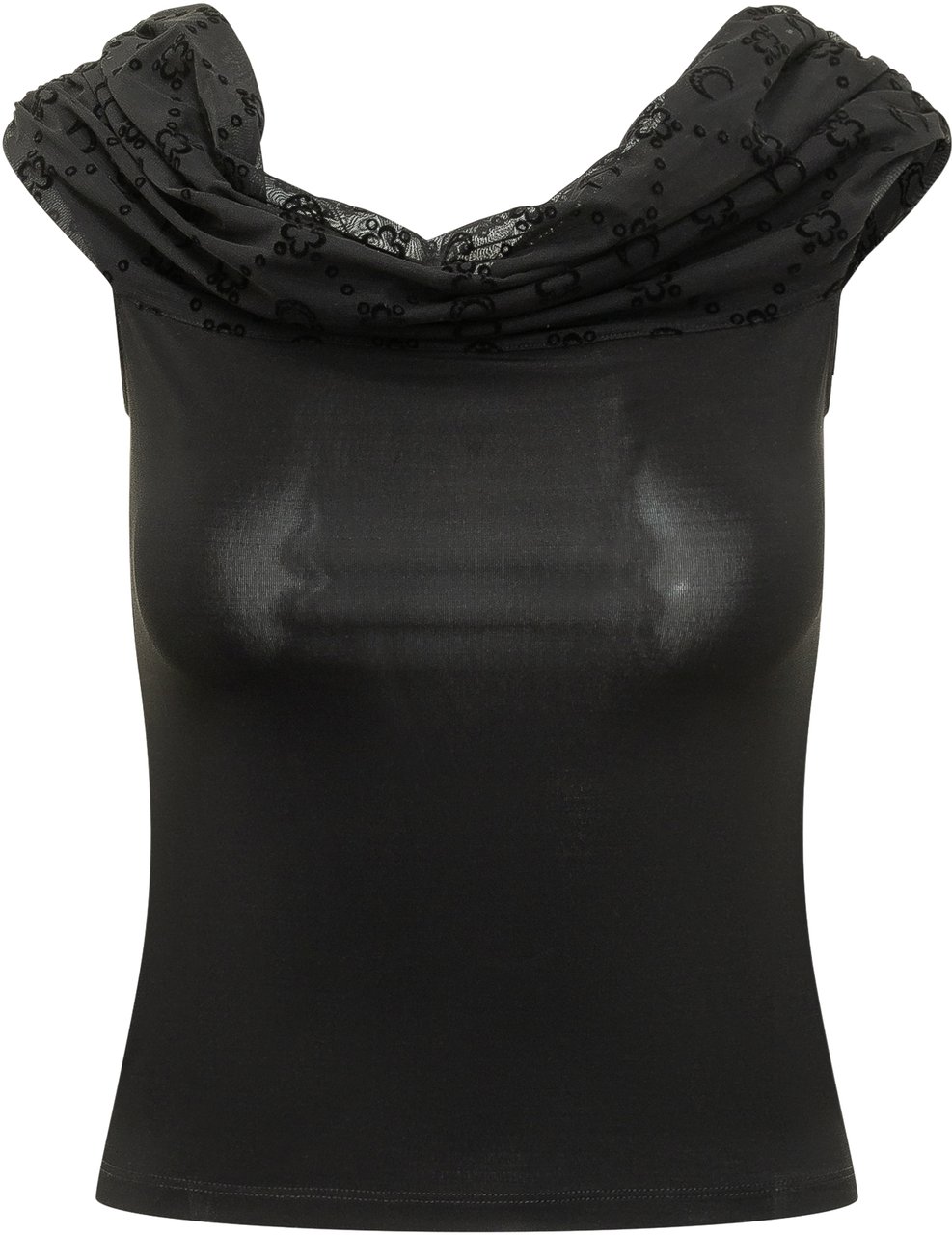 Marine Serre Top Bustier in Jersey con Drappeggio Zwart