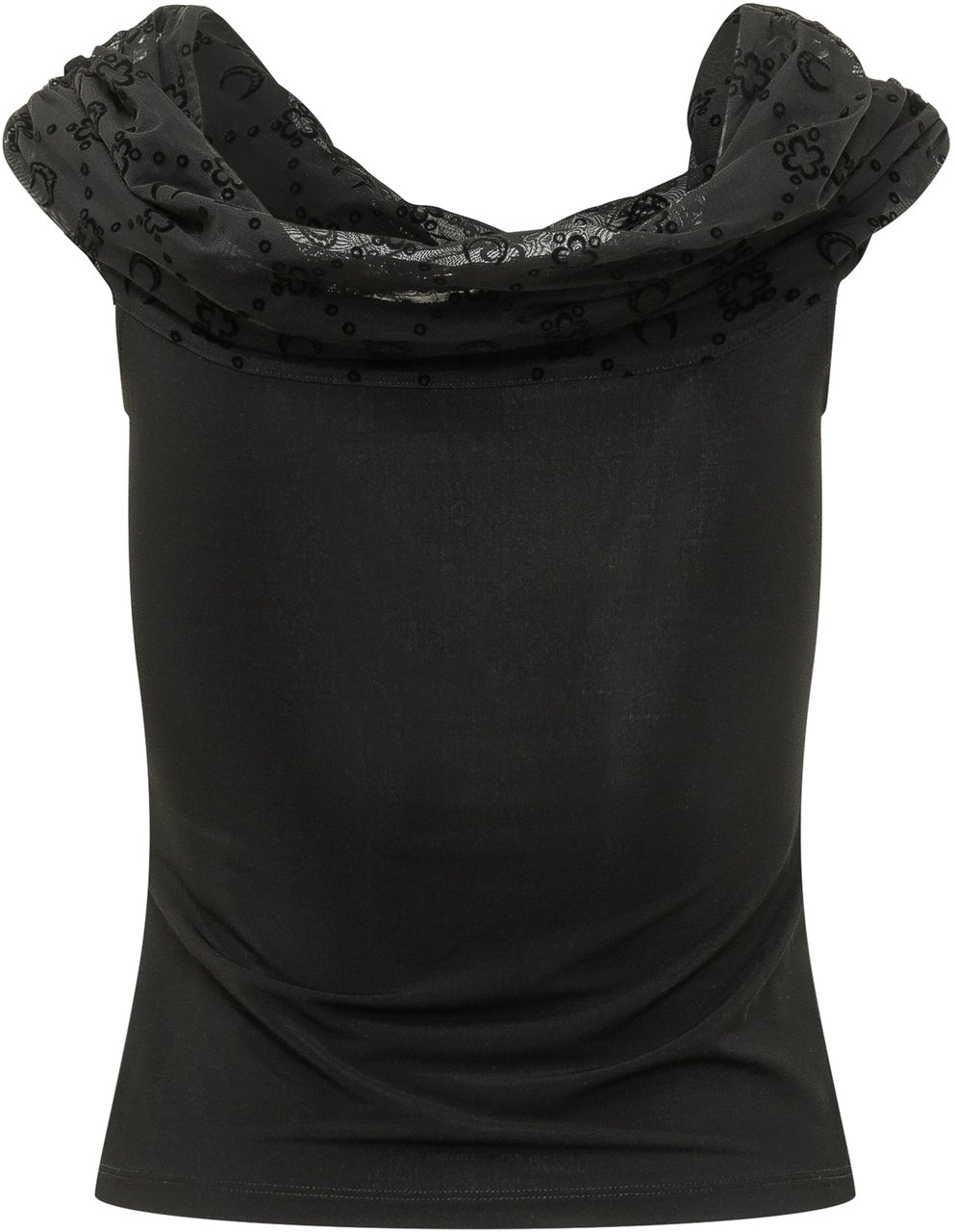 Marine Serre Top Bustier in Jersey con Drappeggio Zwart