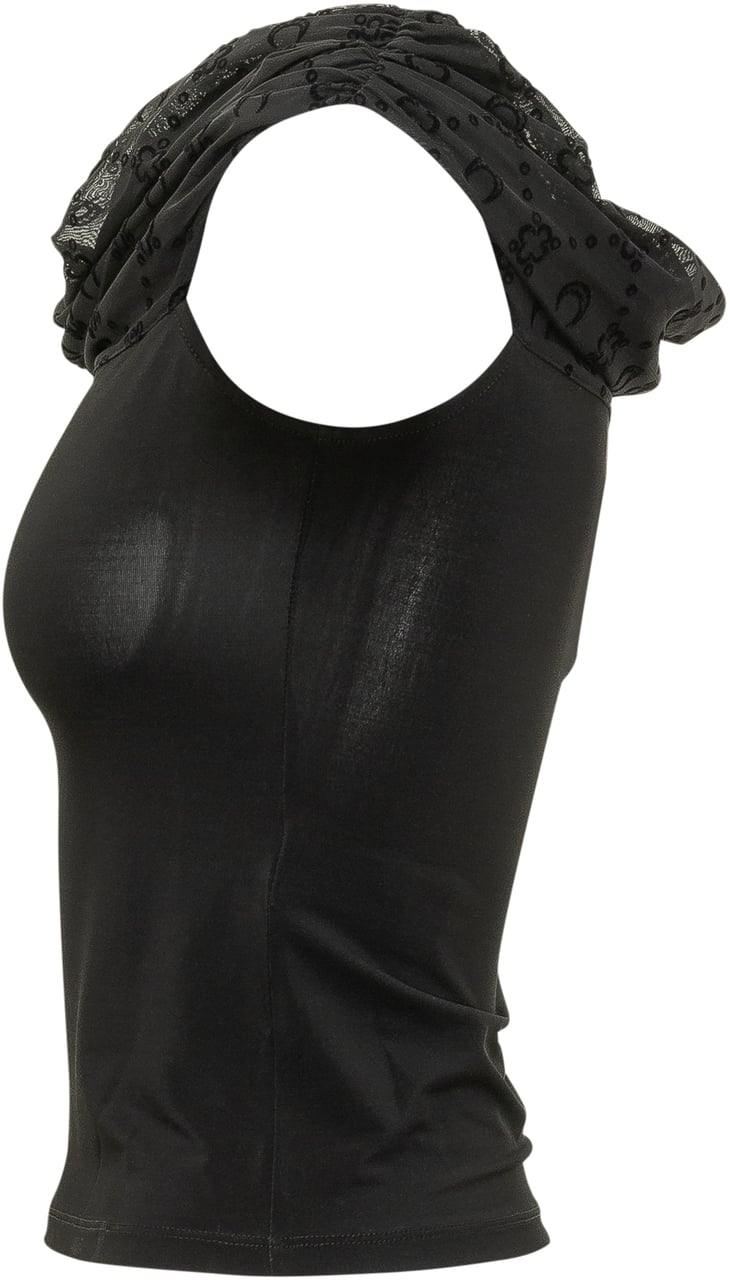 Marine Serre Top Bustier in Jersey con Drappeggio Zwart