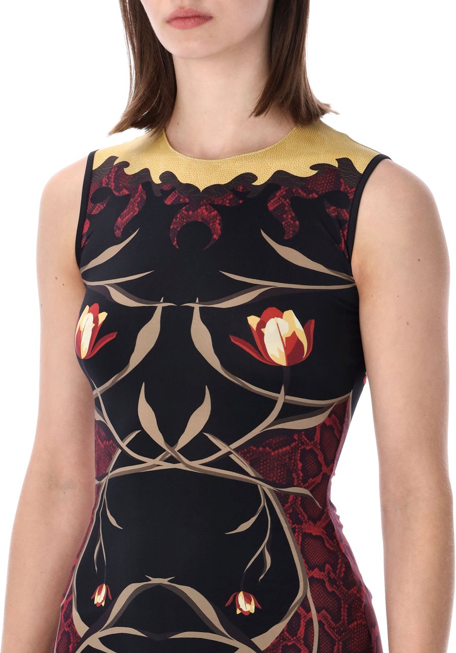 Marine Serre Top Flower Print Nero Zwart