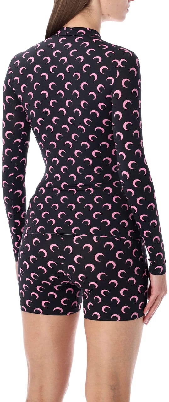 Marine Serre Second Skin High Neck Top Moon Black Pink Moon Zwart