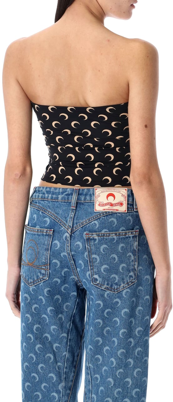 Marine Serre Bustier Moon Top Black Moon Tan Divers