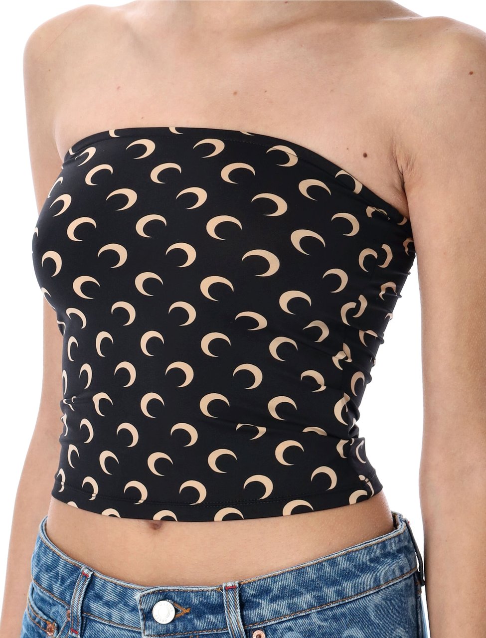 Marine Serre Bustier Moon Top Black Moon Tan Divers