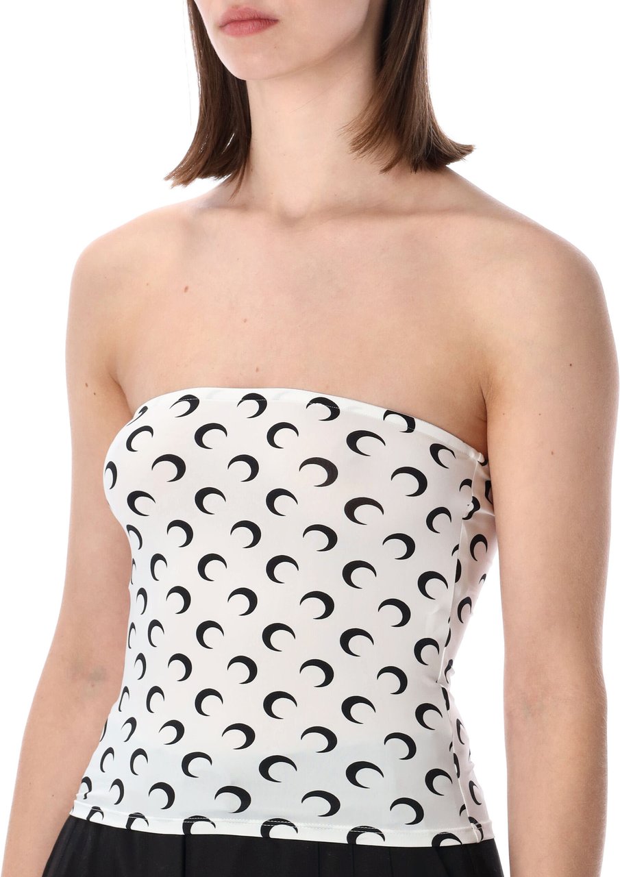 Marine Serre Bustier Moon Top White Black Moon Wit