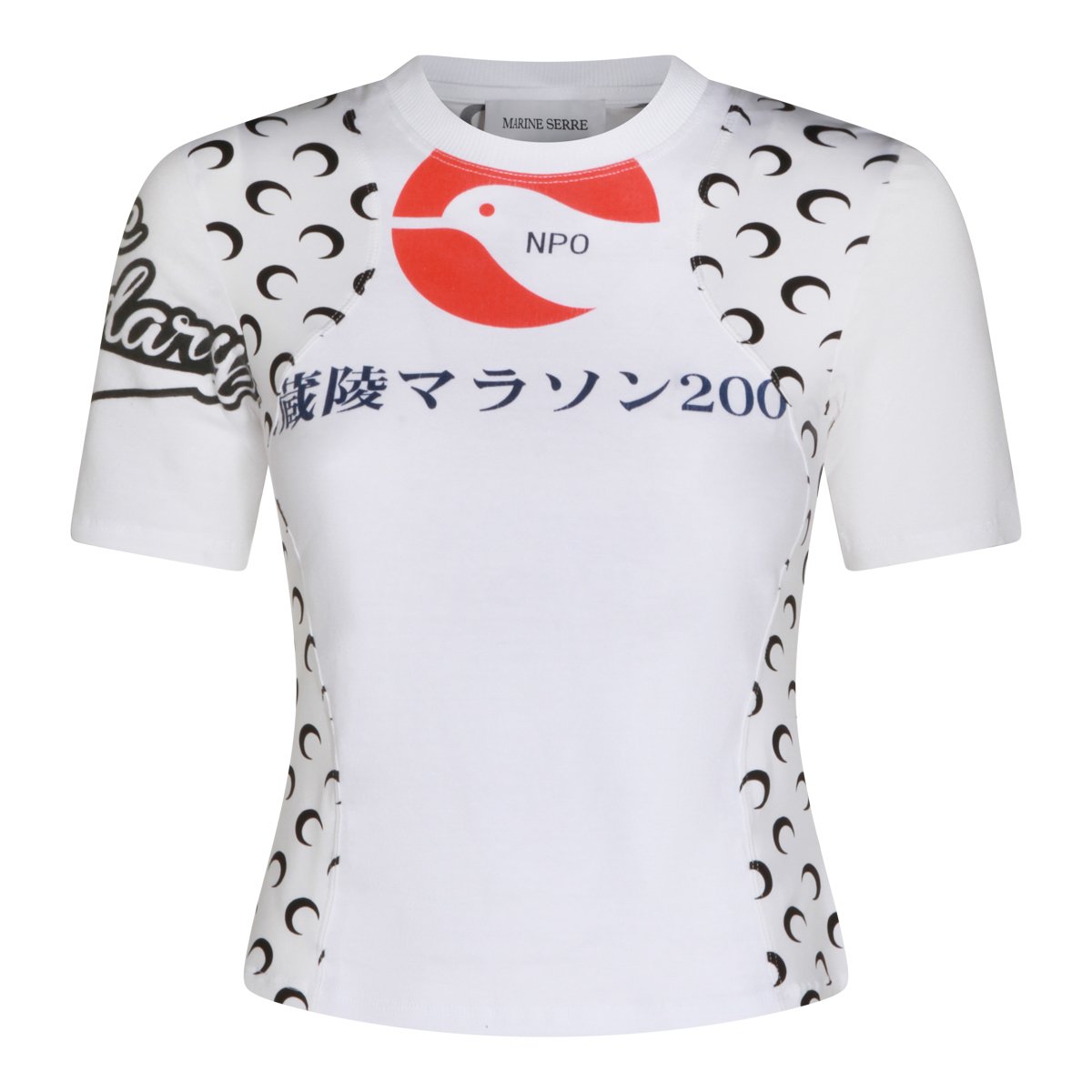 Marine Serre White Crescent Moon Splash T-Shirt Wit