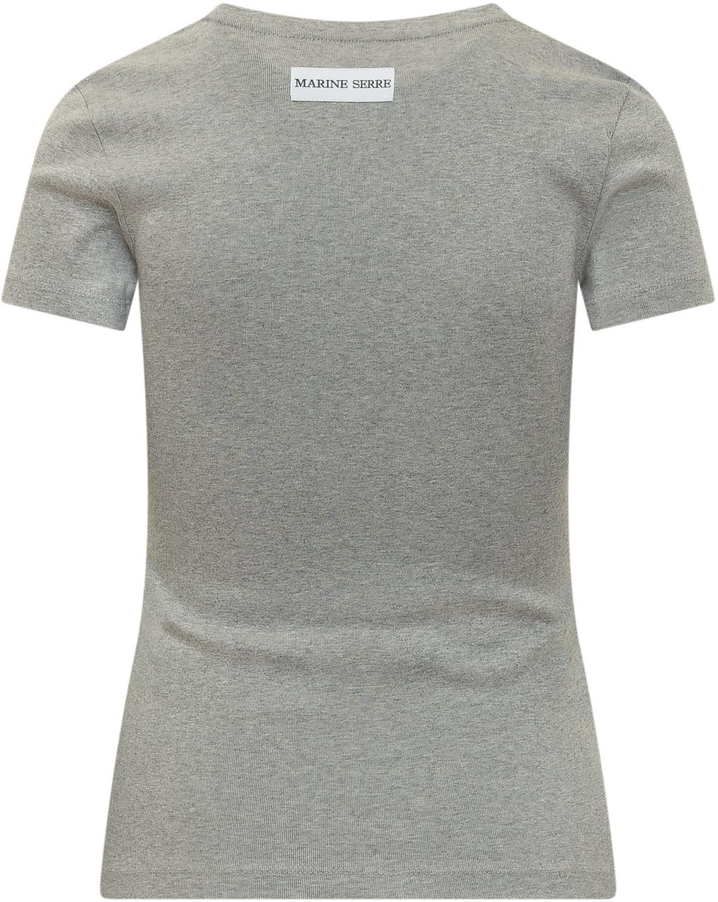 Marine Serre T-shirt Baby Fit con Scollo Tondo e Logo Ricamato Lichtgrijs