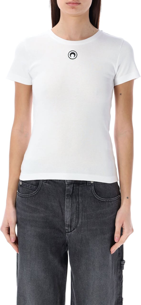 Marine Serre Baby Fit Moon Logo Tee Bianco Wit