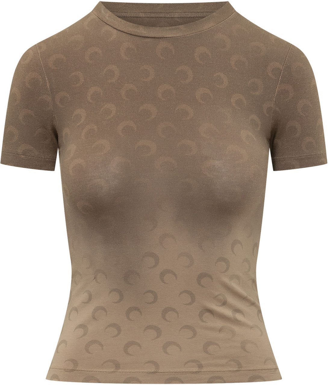 Marine Serre T-shirt Baby Fit a Maniche Corte Beige