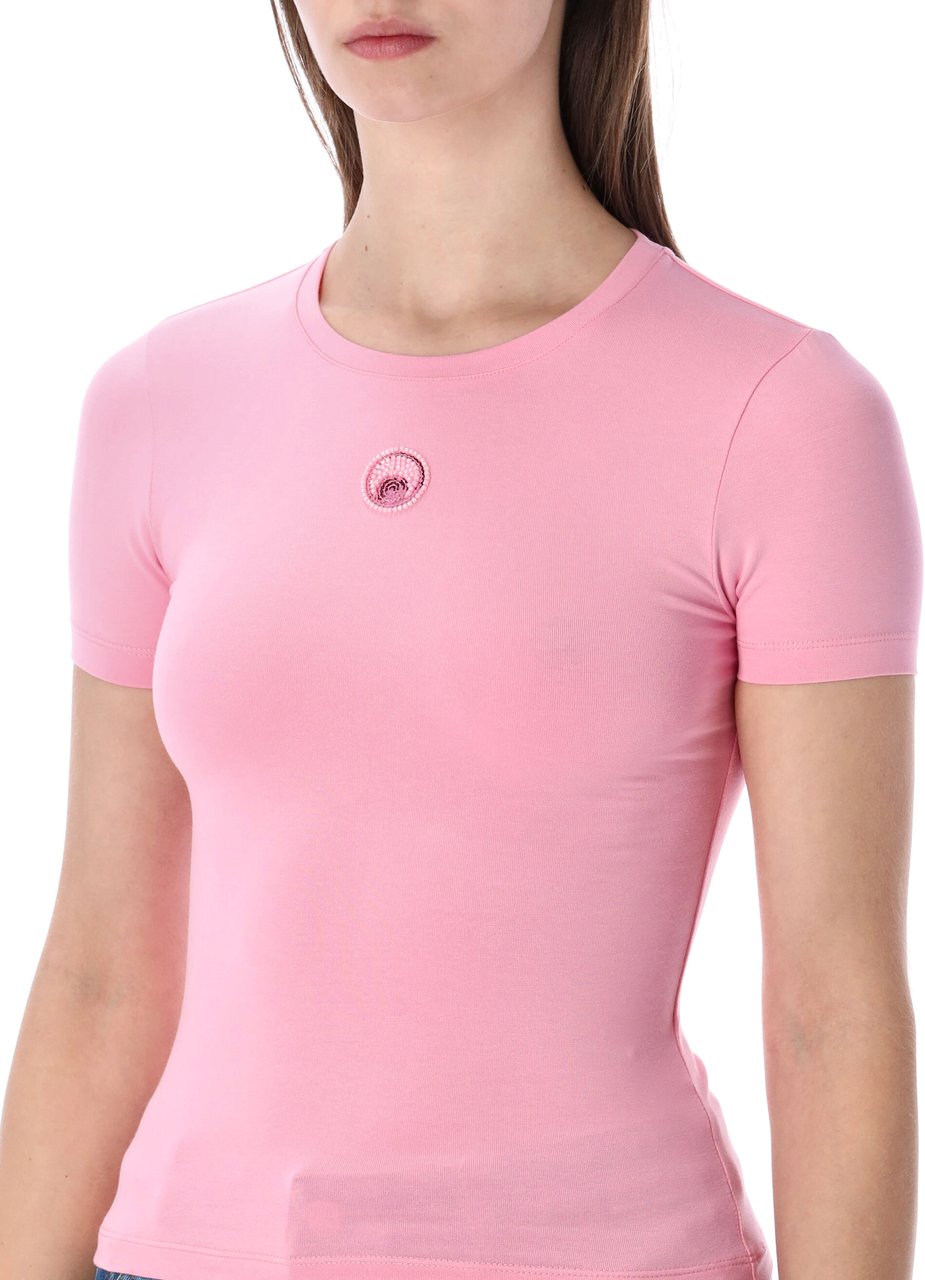Marine Serre Baby Tee Moon Pearl Rosa Roze