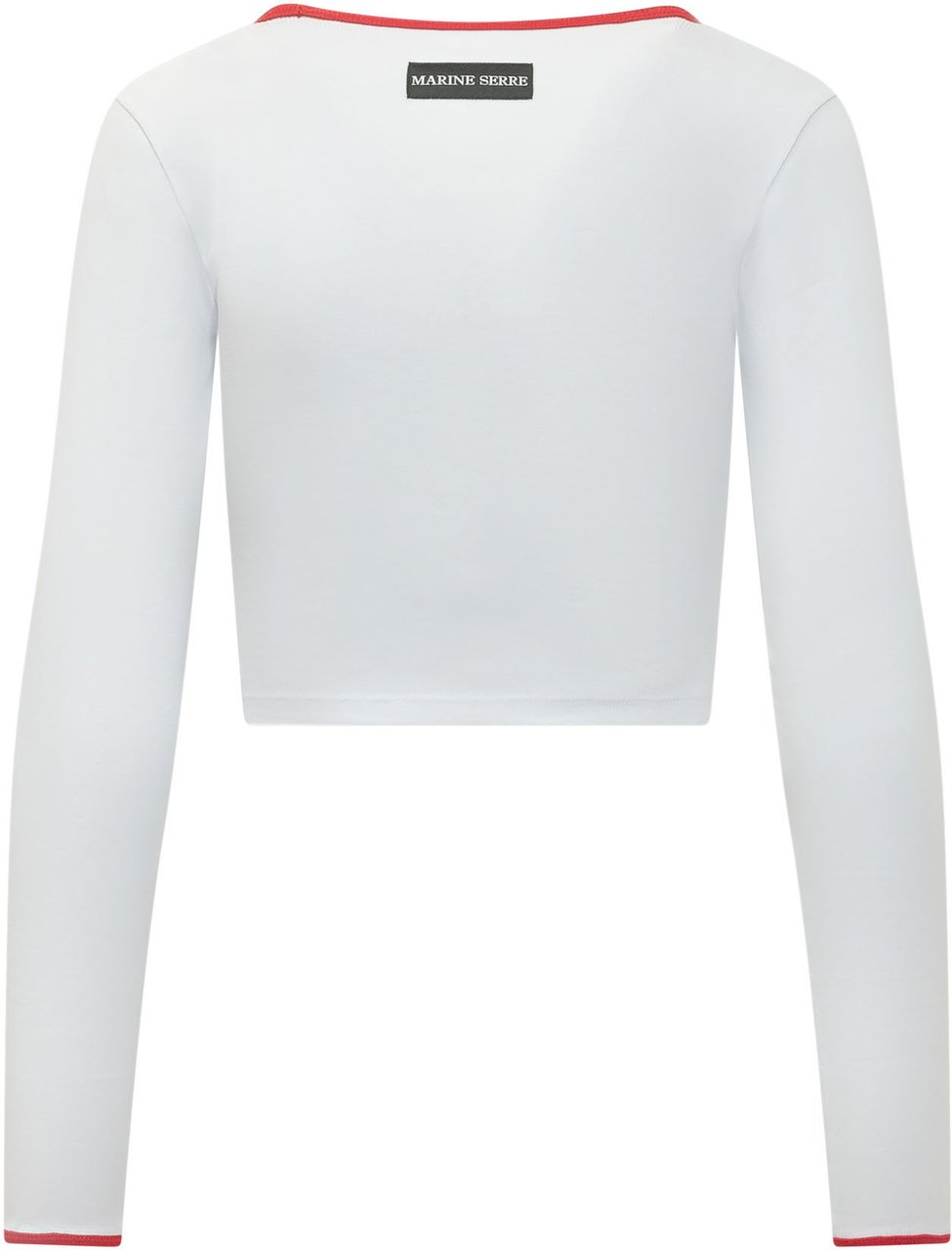 Marine Serre T-shirt a Maniche Lunghe con Scollo Tondo e Logo Ricamato Wit